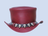 Real Leather Cowboy Hat with Skull band
